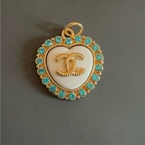 Zipper pull stamped designer Heart Pendant with rhinestones